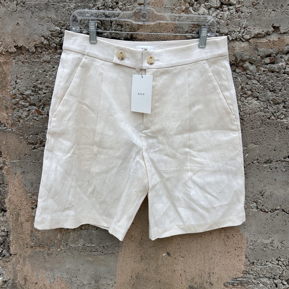 A.L.C. Cream Linen Bermuda Shorts